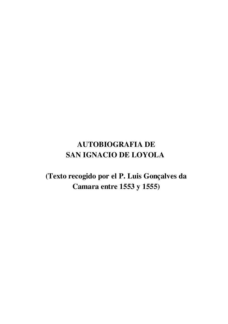 San Ignacio de Loyola - Autobiografía